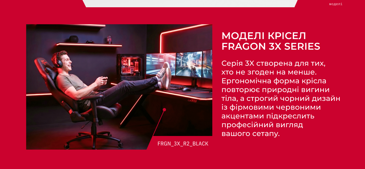 Крісло для геймерів FRAGON 3x Series Чорне (FRGN_3X_R2_BLACK)